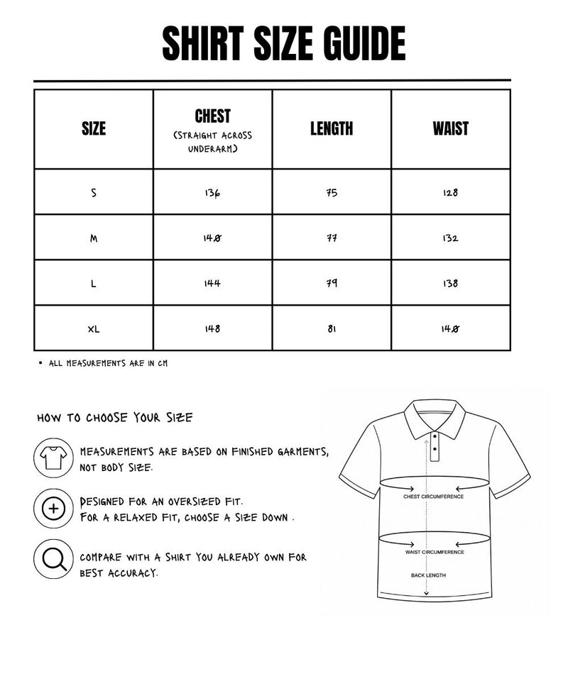 Size Measurements for The Whole Mood Shirt