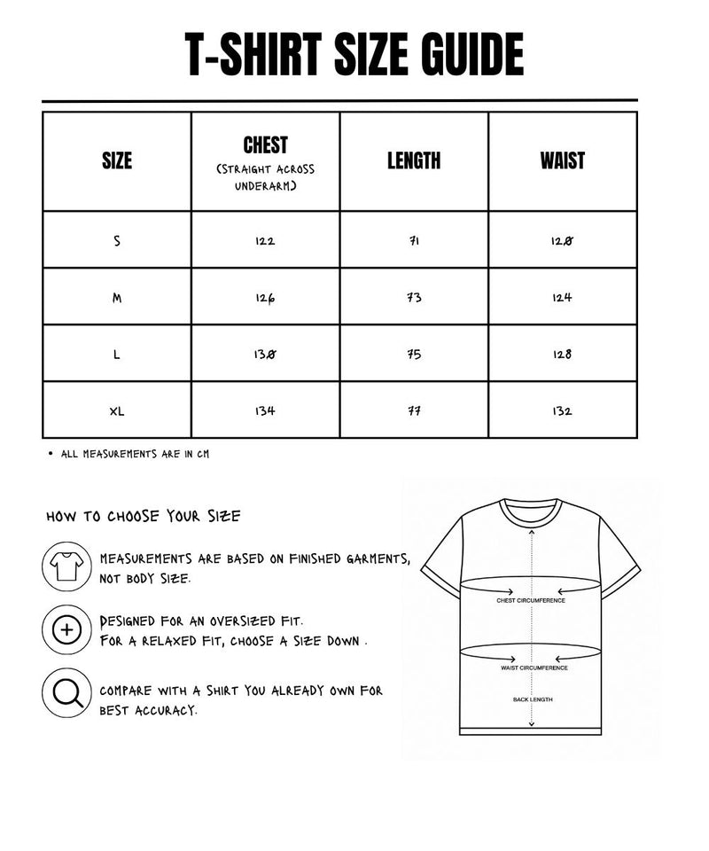 Size Measurements for One Rose Done Tee