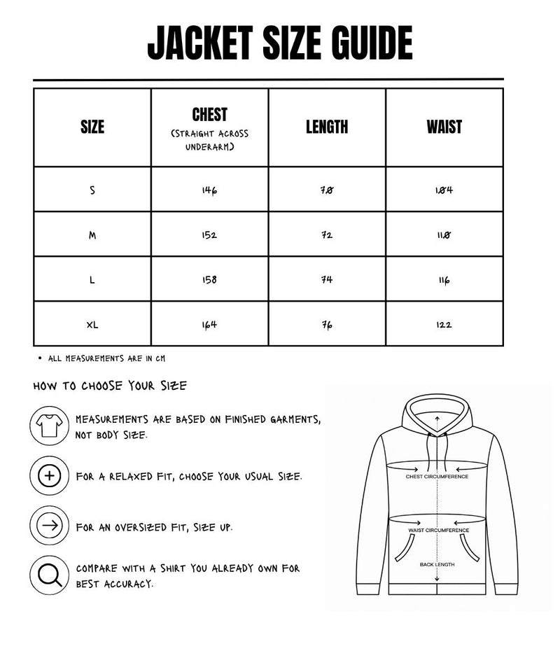 Size Measurements for The Conversation Starter Jacket